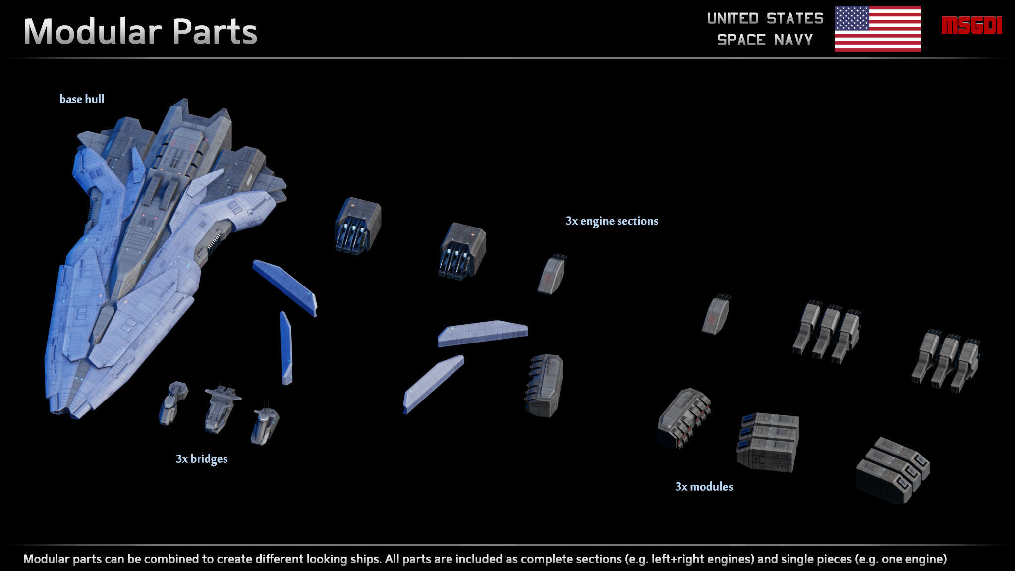 USSN Farragut Class Destroyer Low-poly 3D model_1