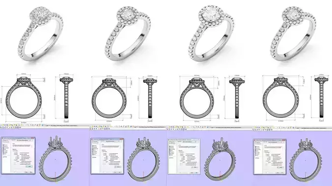 Classical Halo Rings 3D Model Collection