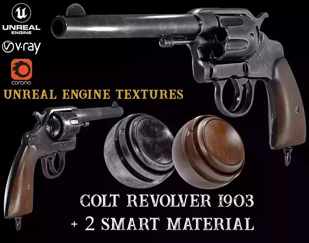Realistic 3d-Model Colt-Revolver-1903 revolver