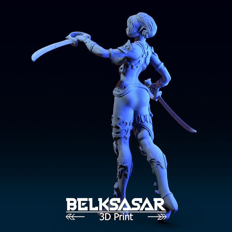 Female Elf Assassin Nude 2 variants 3D print model_4