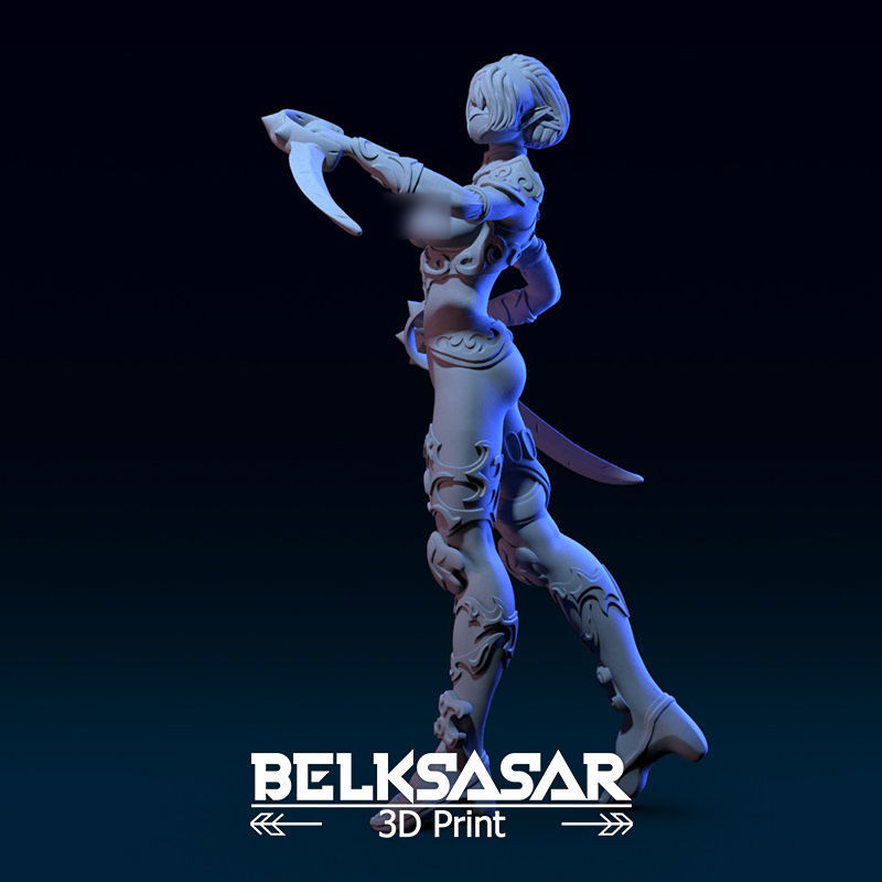 Female Elf Assassin Nude 2 variants 3D print model_3