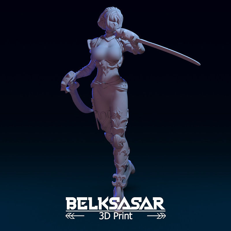 Female Elf Assassin Nude 2 variants 3D print model_9