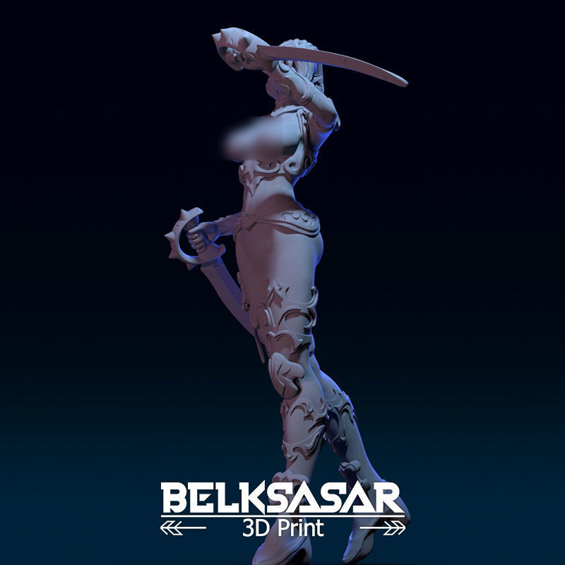 Female Elf Assassin Nude 2 variants 3D print model_19