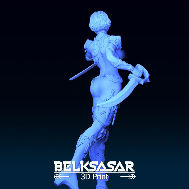 Female Elf Assassin Nude 2 variants 3D print model_21
