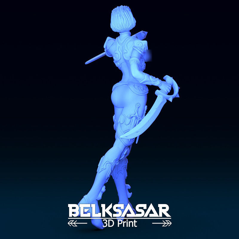 Female Elf Assassin Nude 2 variants 3D print model_6