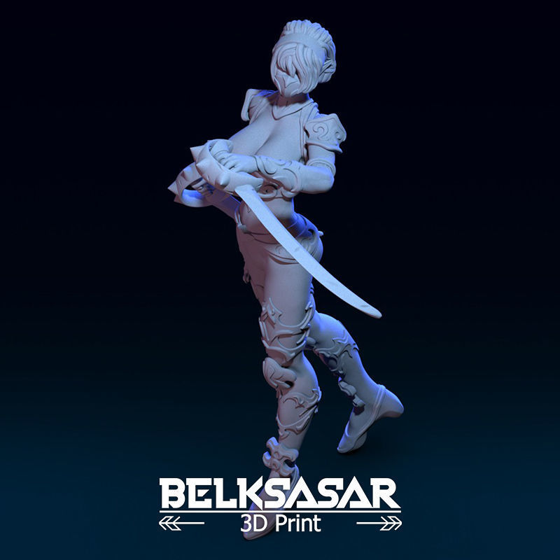 Female Elf Assassin Nude 2 variants 3D print model_16
