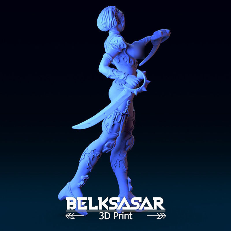 Female Elf Assassin Nude 2 variants 3D print model_7