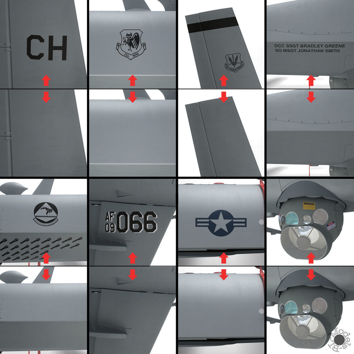 Generic Military Aircraft UAV Drone 3D model_16