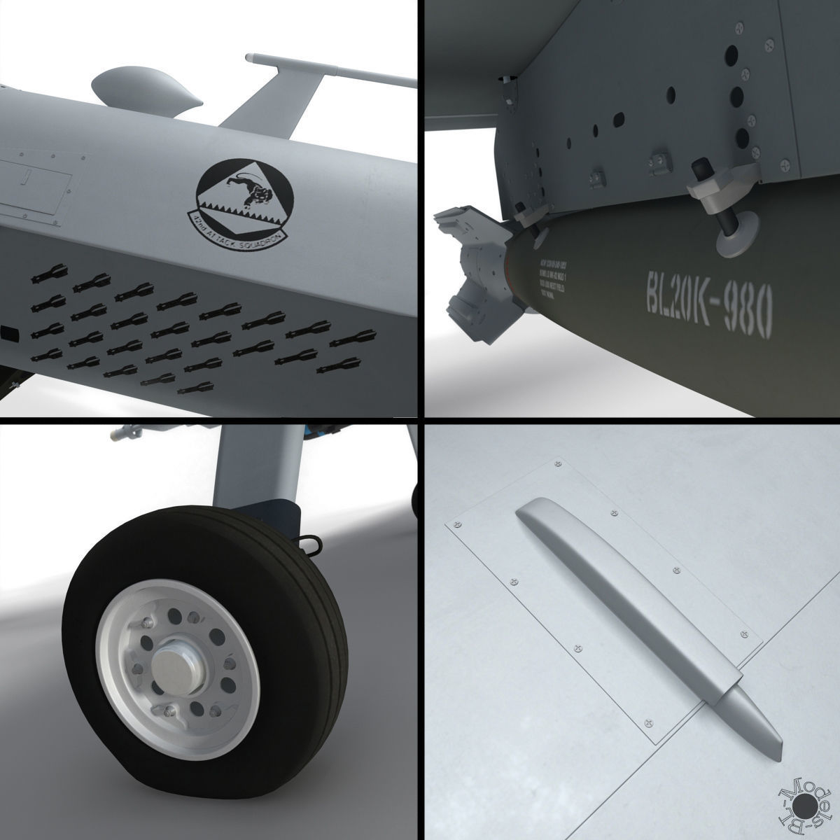 Generic Military Aircraft UAV Drone 3D model_12