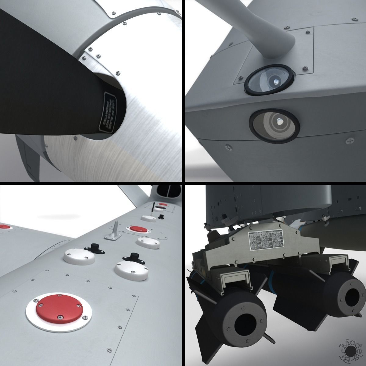 Generic Military Aircraft UAV Drone 3D model_22