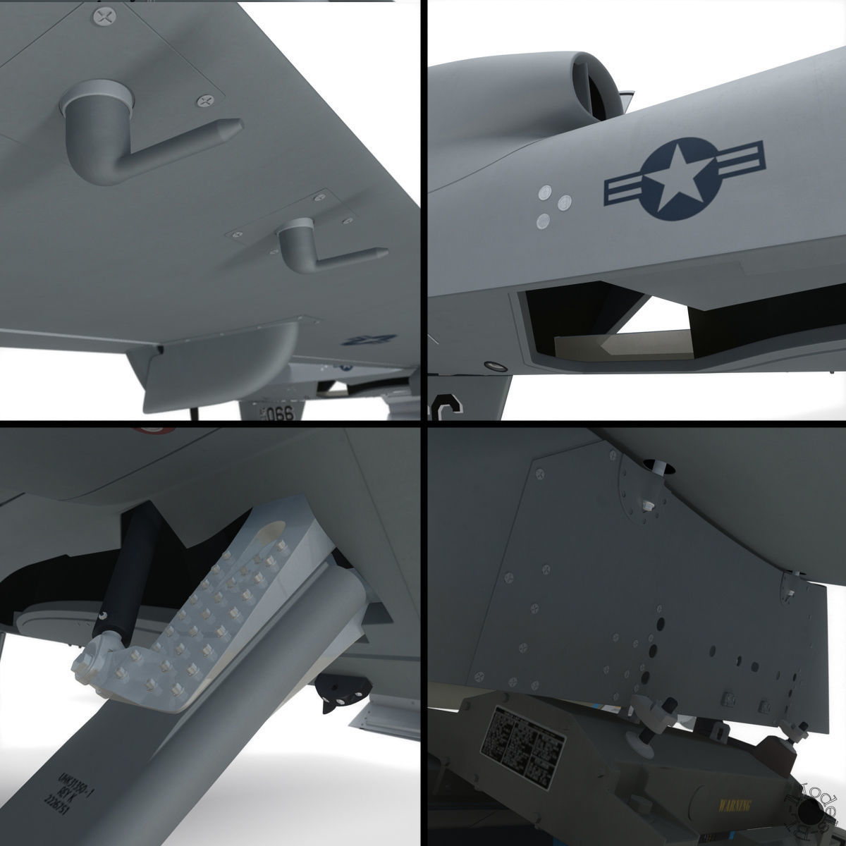 Generic Military Aircraft UAV Drone 3D model_15