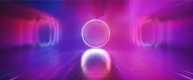 cyberpunk futuristic tunnel with neon lights