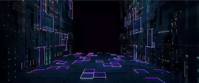 cyberpunk futuristic tunnel with neon lights
