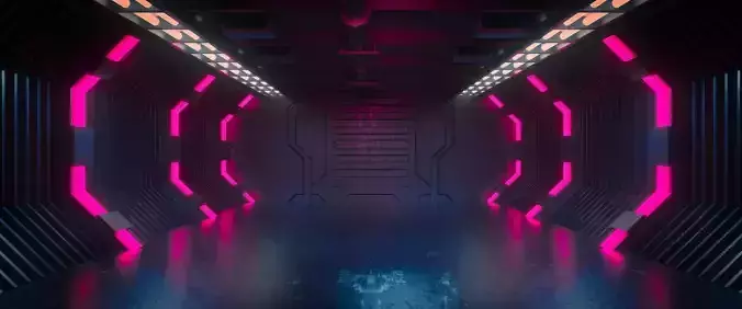 cyberpunk futuristic tunnel with neon lights