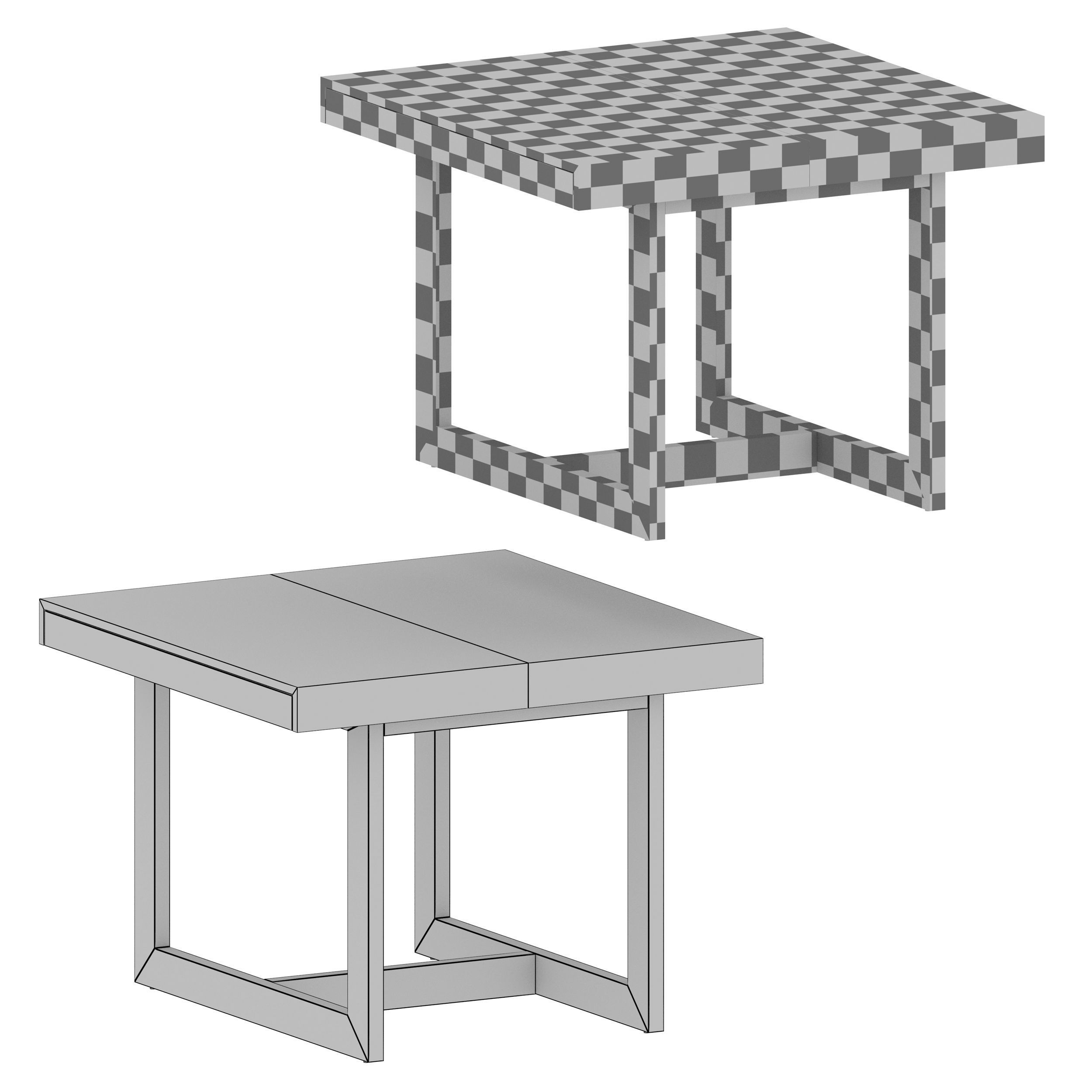 Archive Square Extension Dining Table Crate and Barrel Low-poly 3D model_10