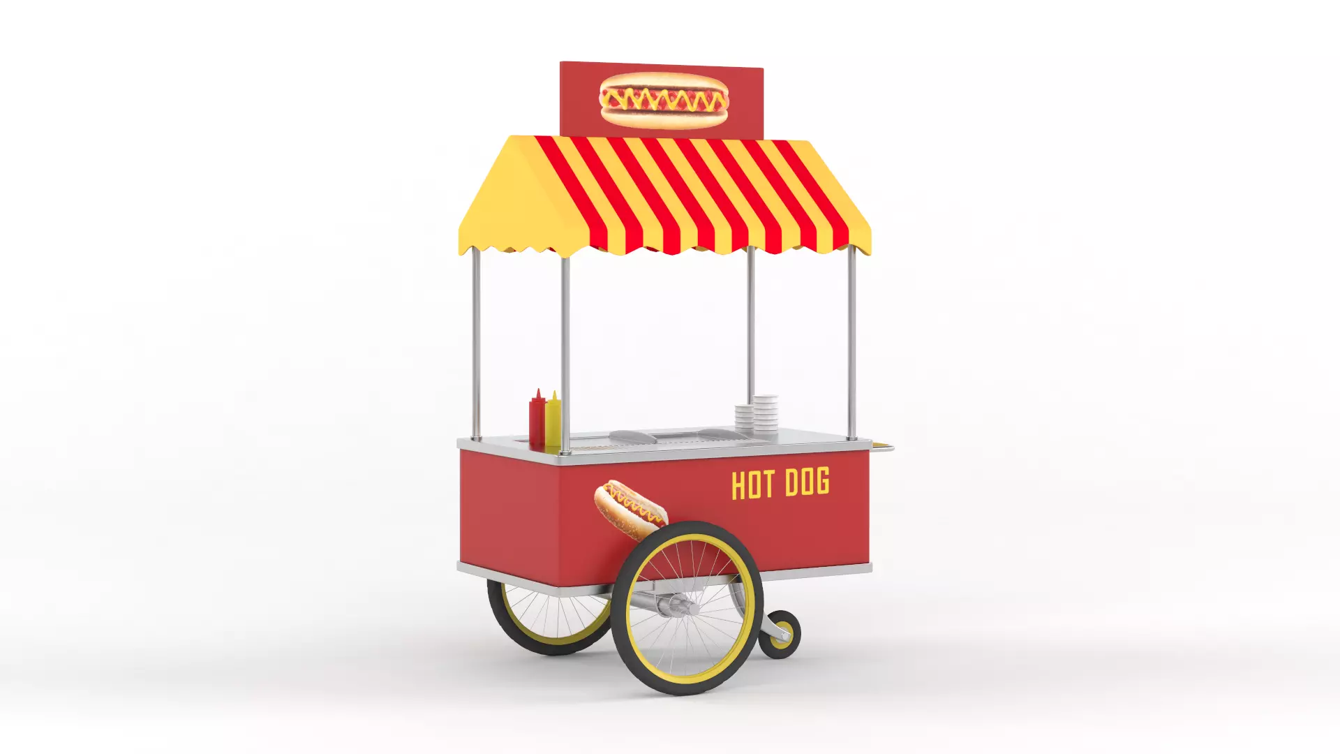 Hot Dog Cart 3D model_0