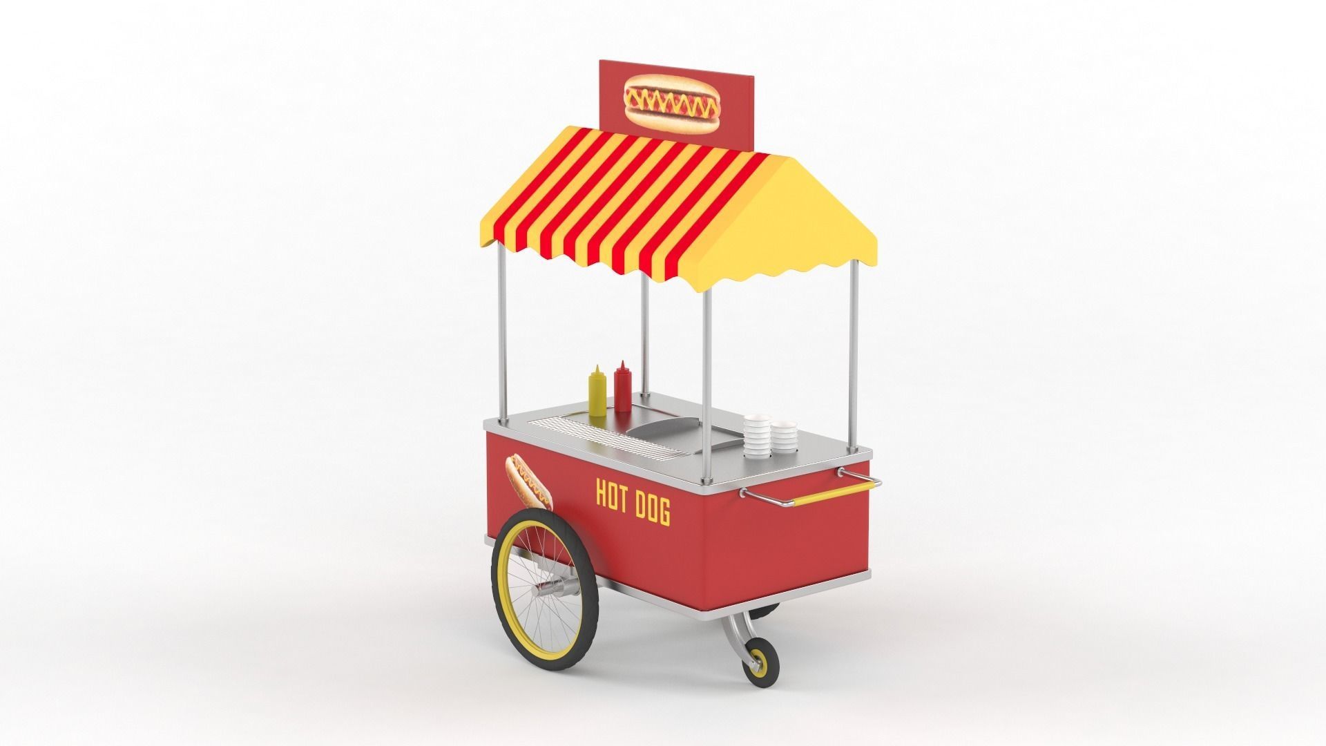 Hot Dog Cart 3D model_2
