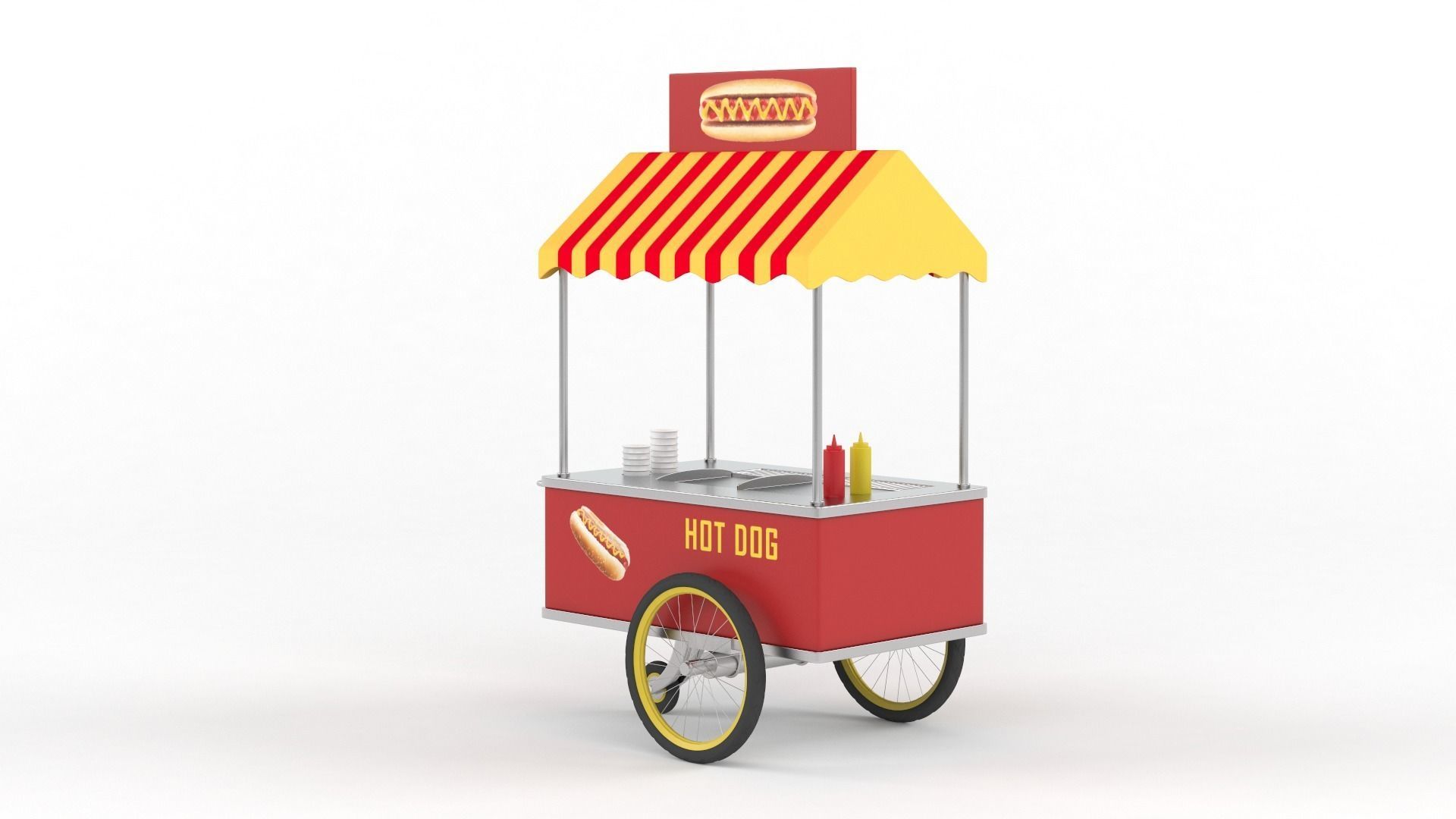 Hot Dog Cart 3D model_4