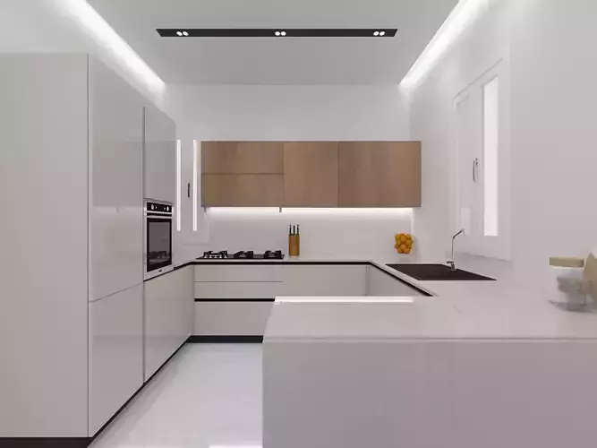 Kitchen modern with cabinets