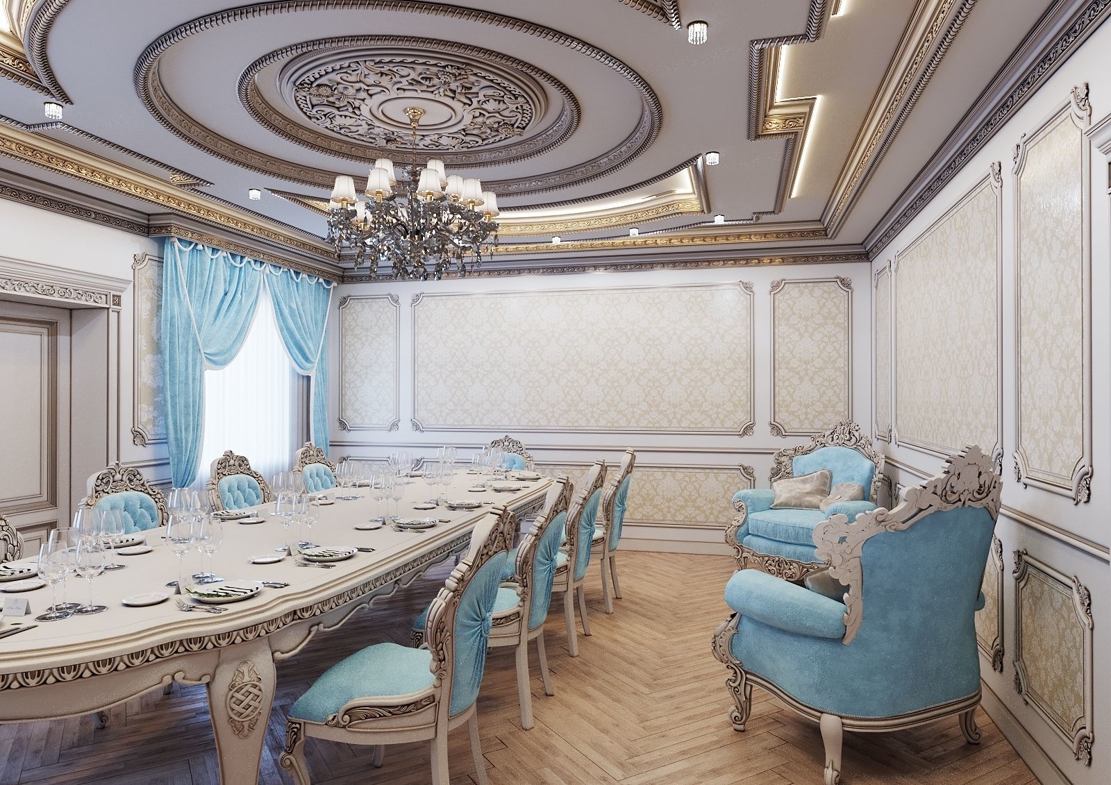 Classic Room Low-poly 3D model_1