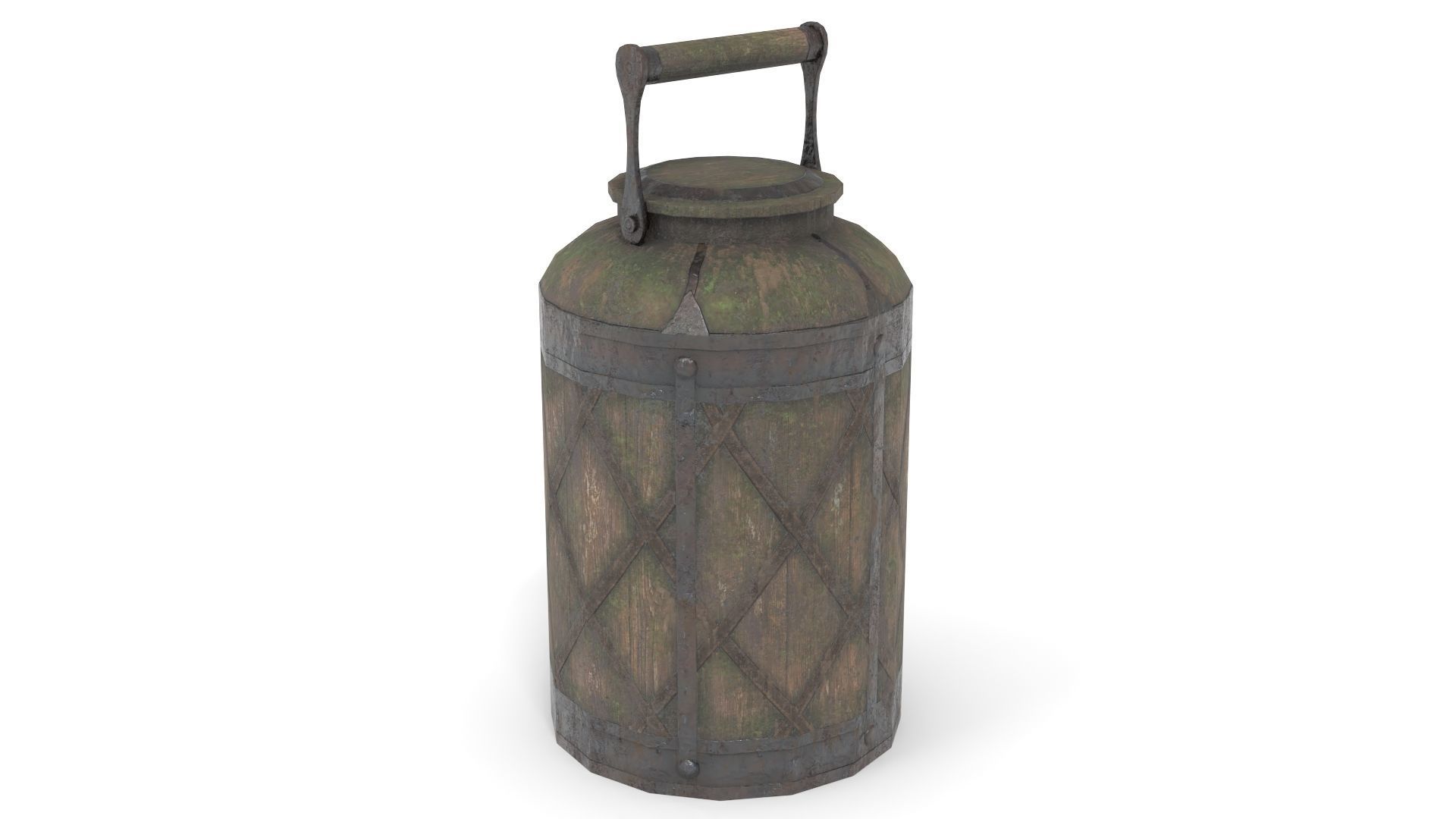 Old Bucket for Liquids Low-poly 3D model_6