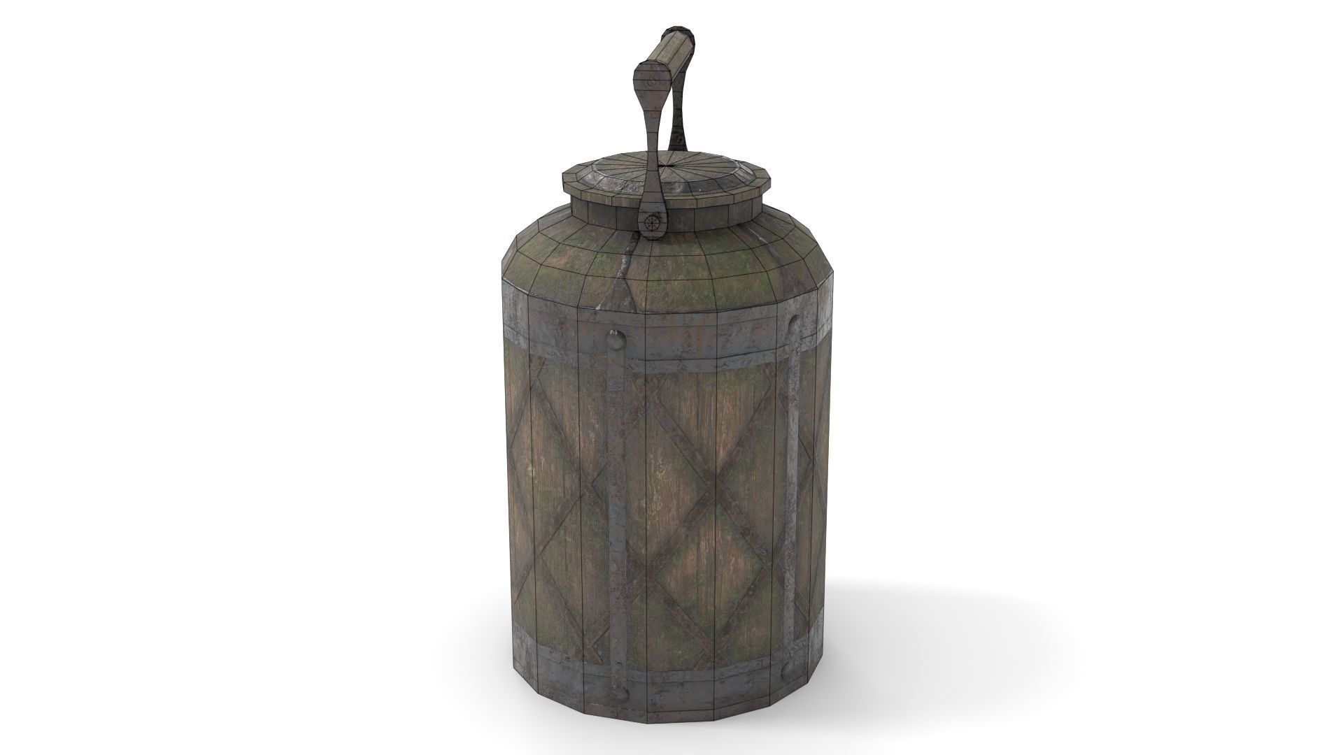 Old Bucket for Liquids Low-poly 3D model_13
