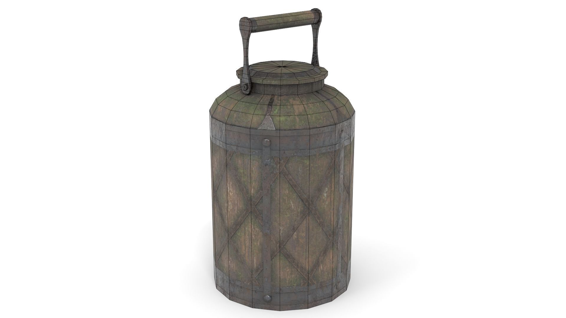Old Bucket for Liquids Low-poly 3D model_16