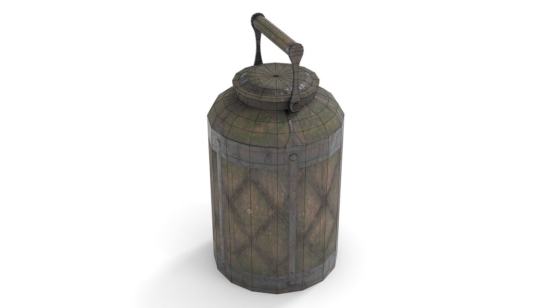 Old Bucket for Liquids Low-poly 3D model_15