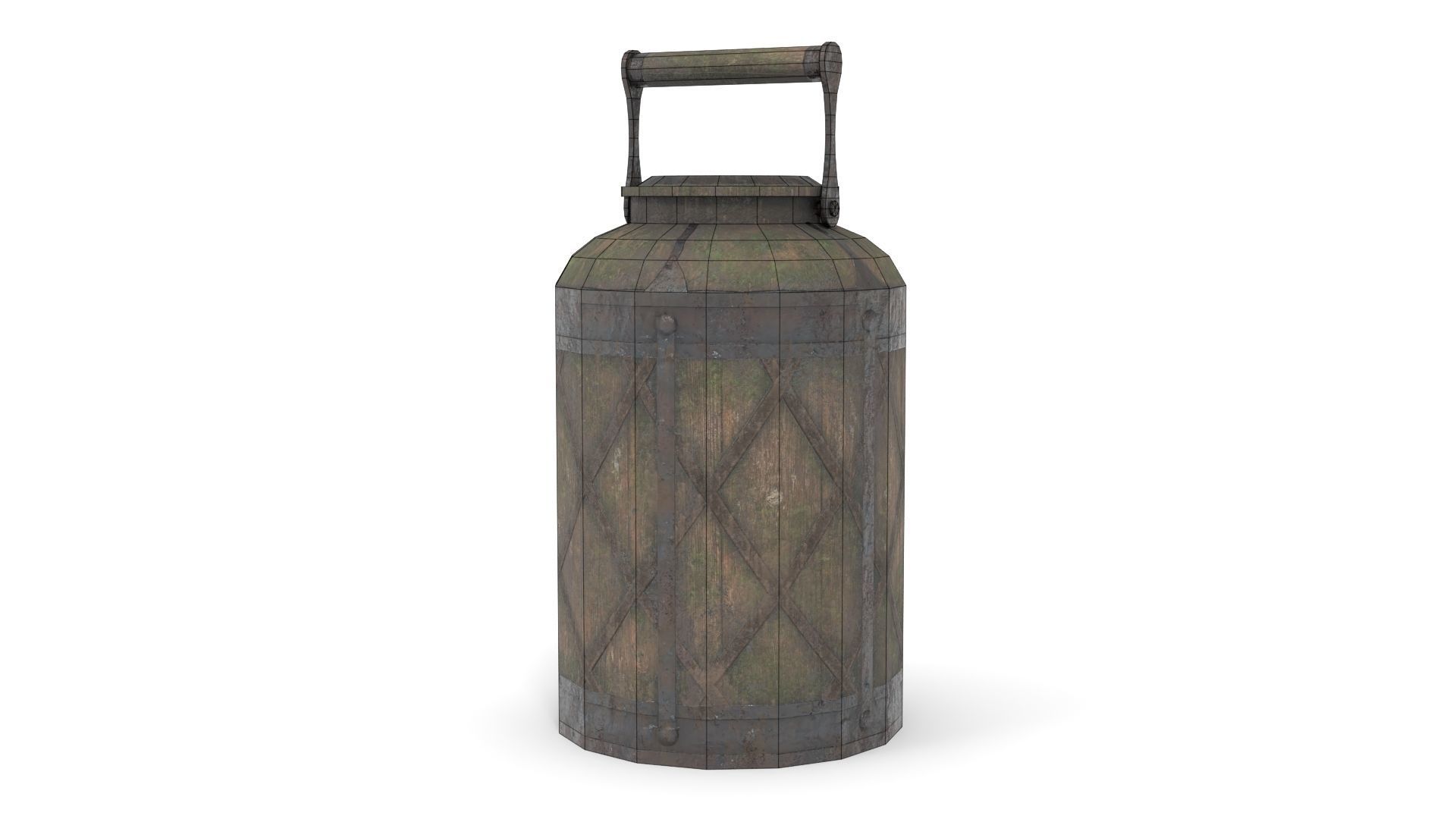 Old Bucket for Liquids Low-poly 3D model_11