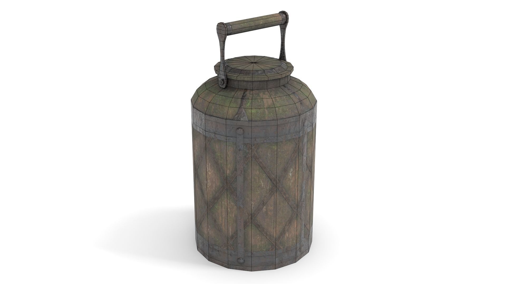 Old Bucket for Liquids Low-poly 3D model_10