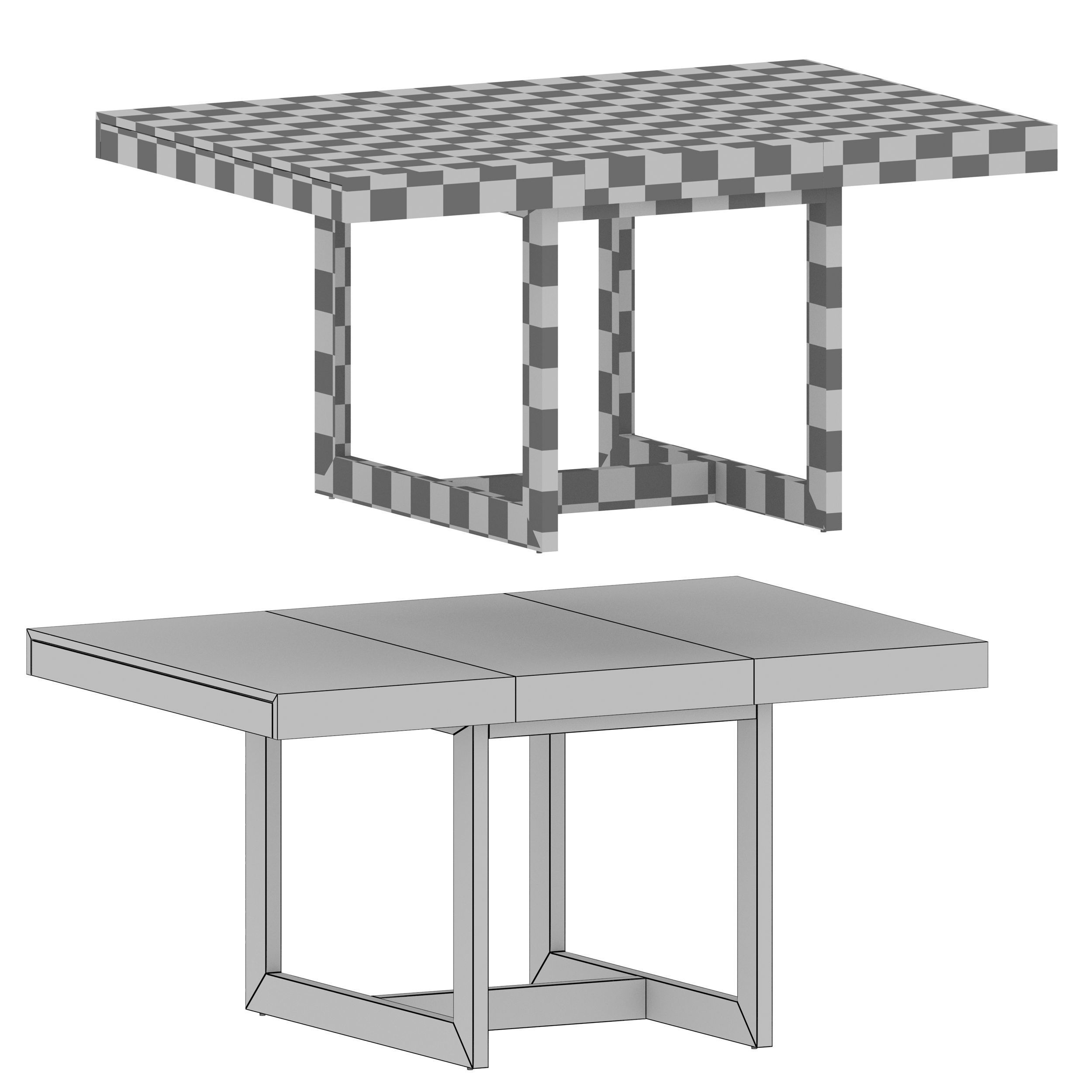 Archive Square Extension Dining Table Open Crate and Barrel Low-poly 3D model_10