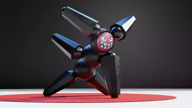 Megabot robot on mat Low-poly 3D model