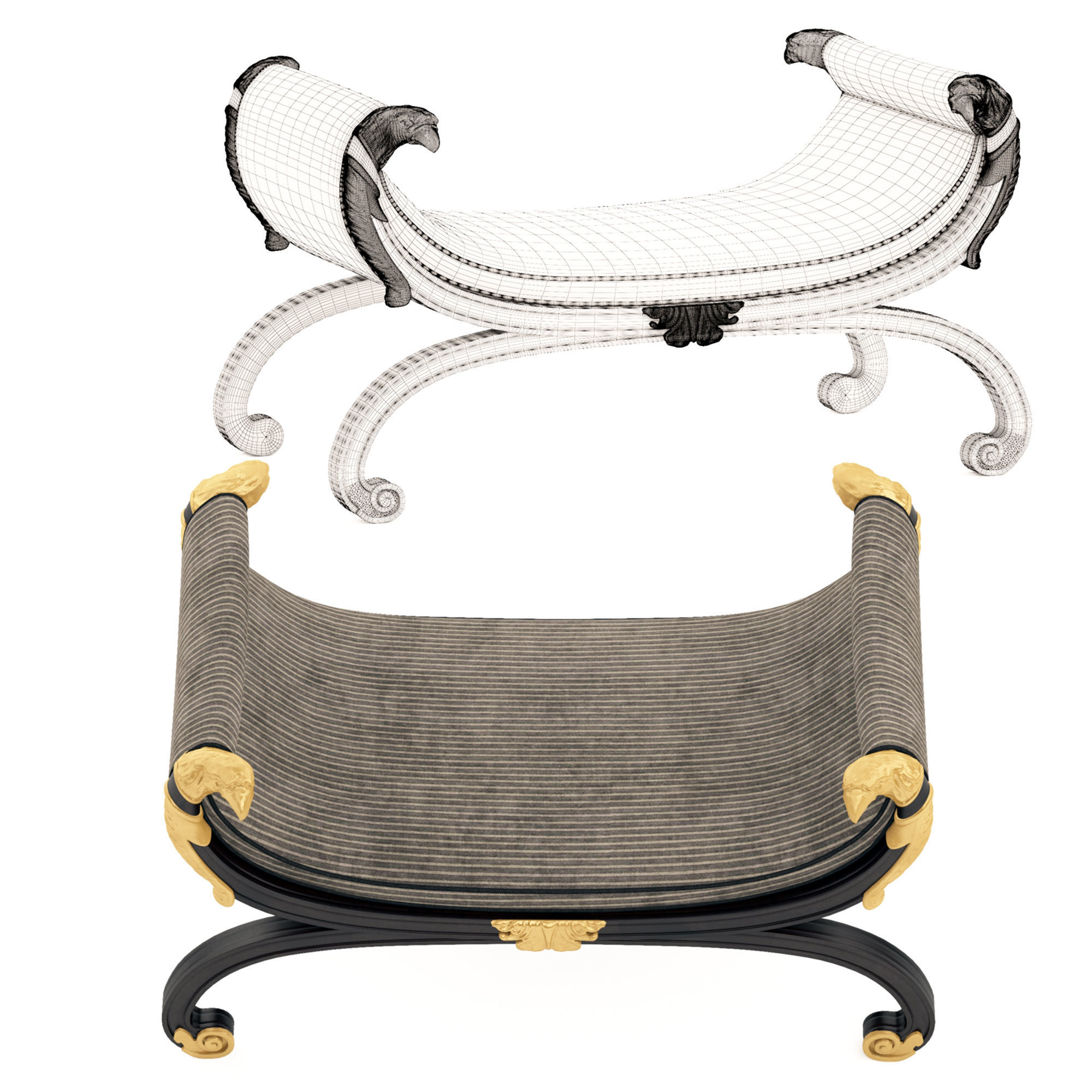 Regency Bench 3D model_4