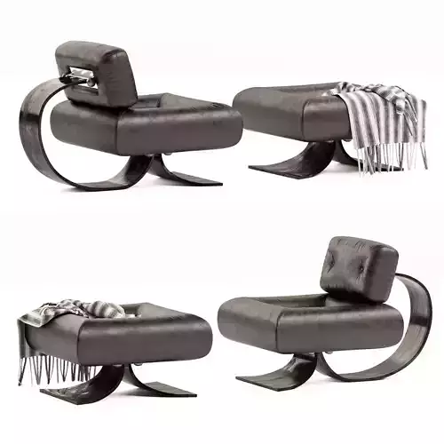 Alta Lounge chair with throw blanket 3D model