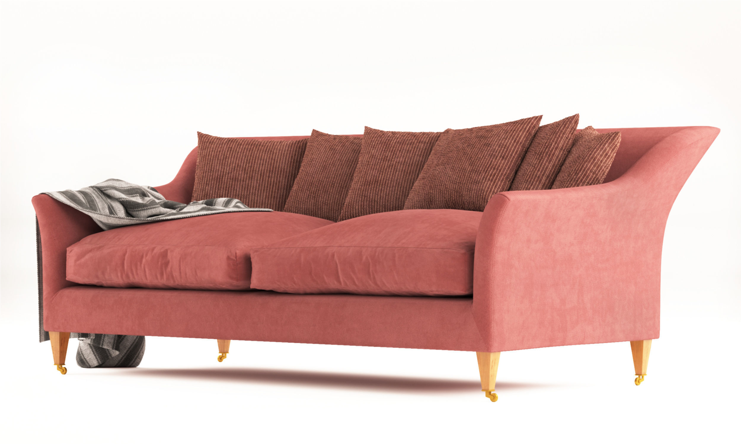 Luxury Rose Uniake curved back 2 seater Sofa 3D model_2