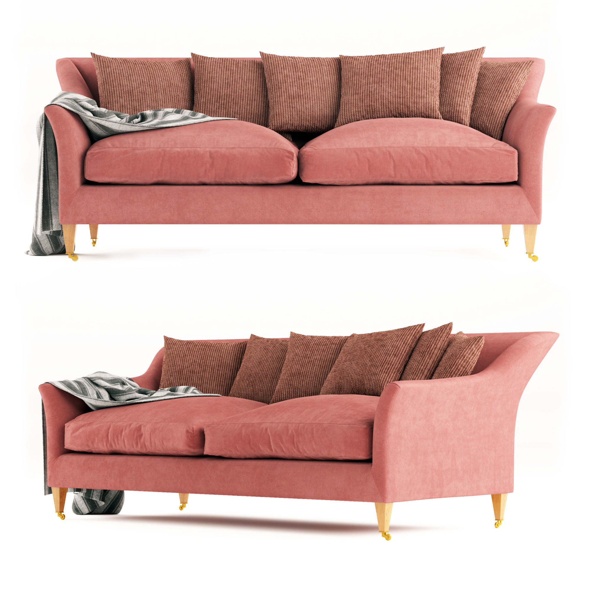 Luxury Rose Uniake curved back 2 seater Sofa 3D model_3