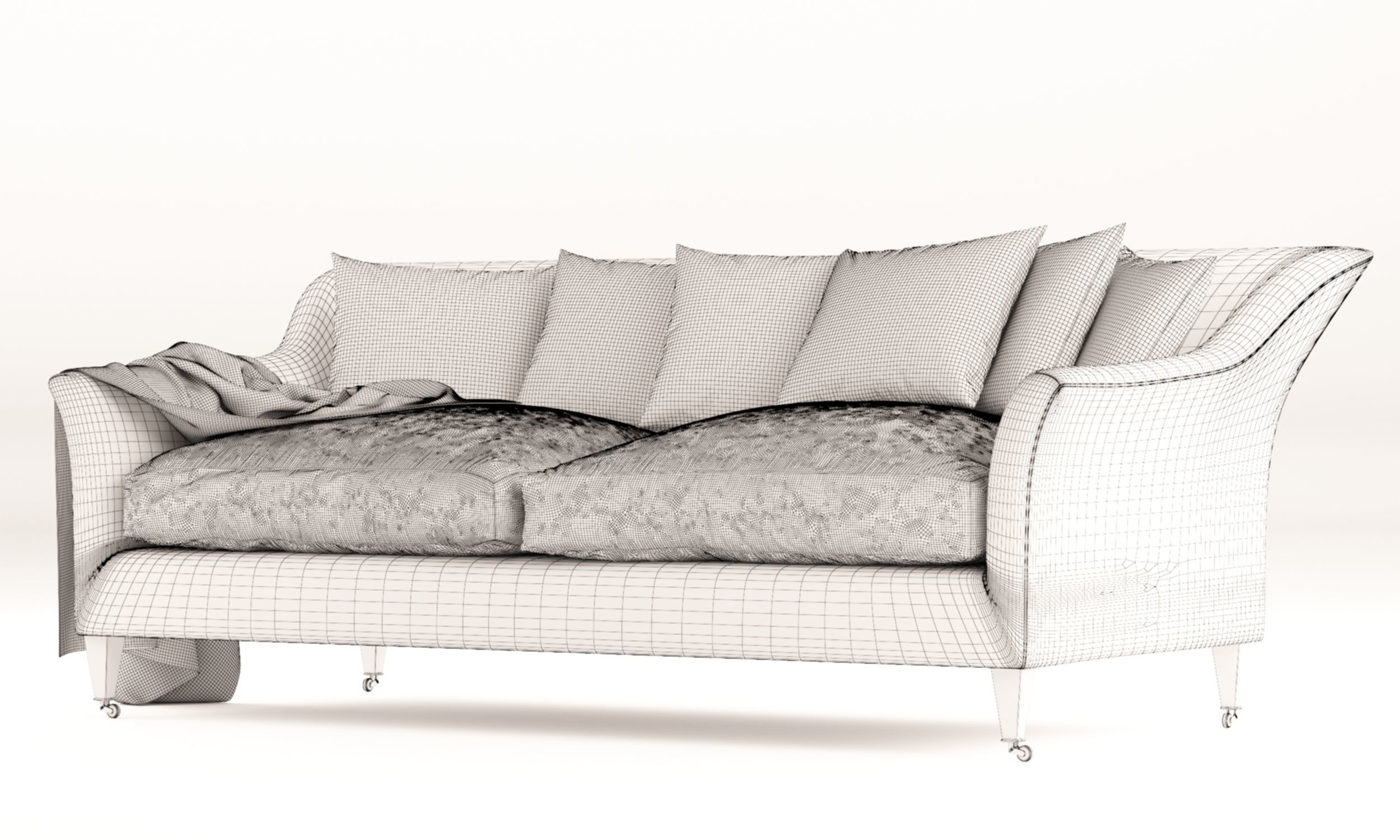 Luxury Rose Uniake curved back 2 seater Sofa 3D model_8
