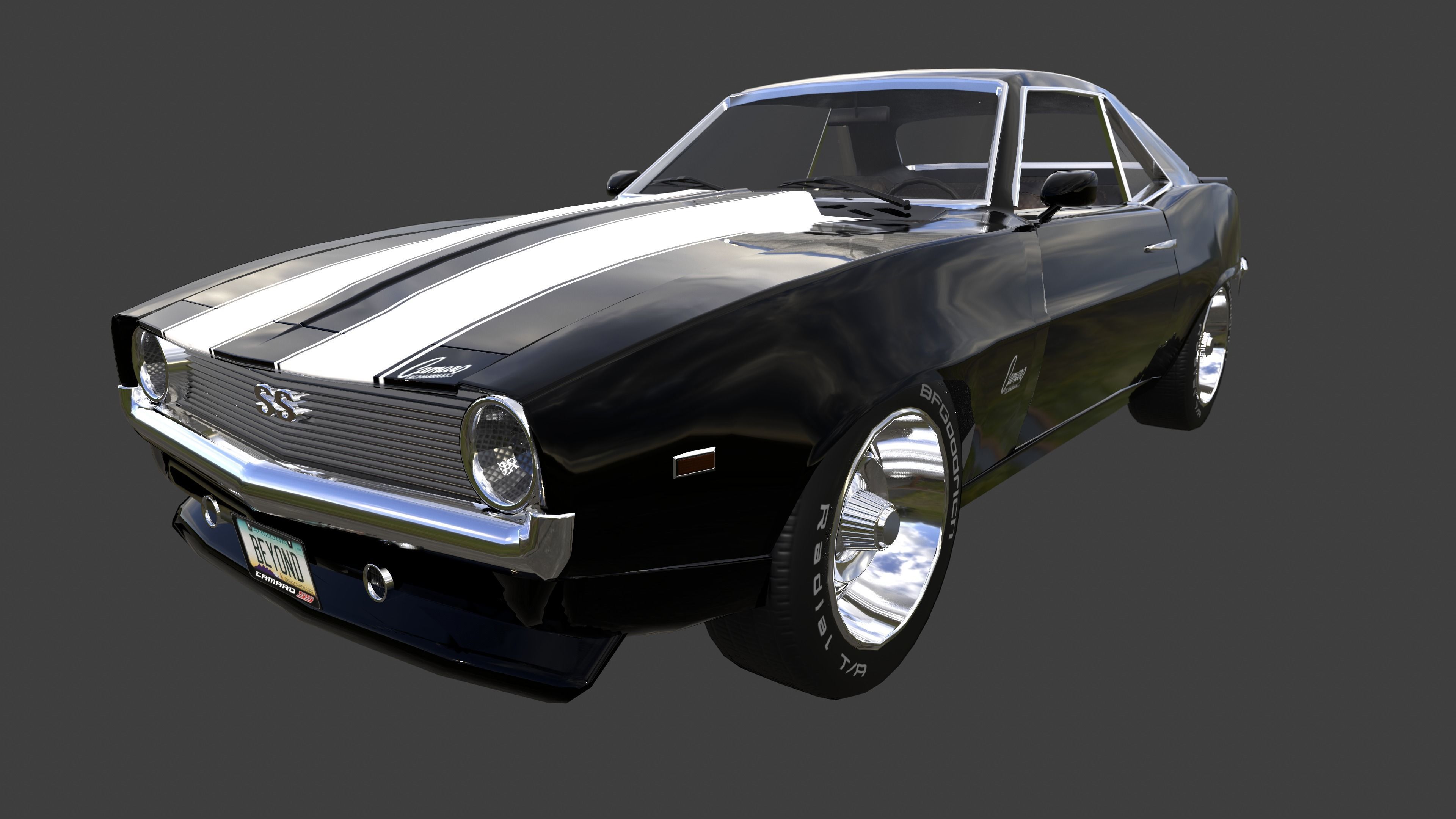 Chevrolet Camaro SS 1969 Low-poly 3D model_3