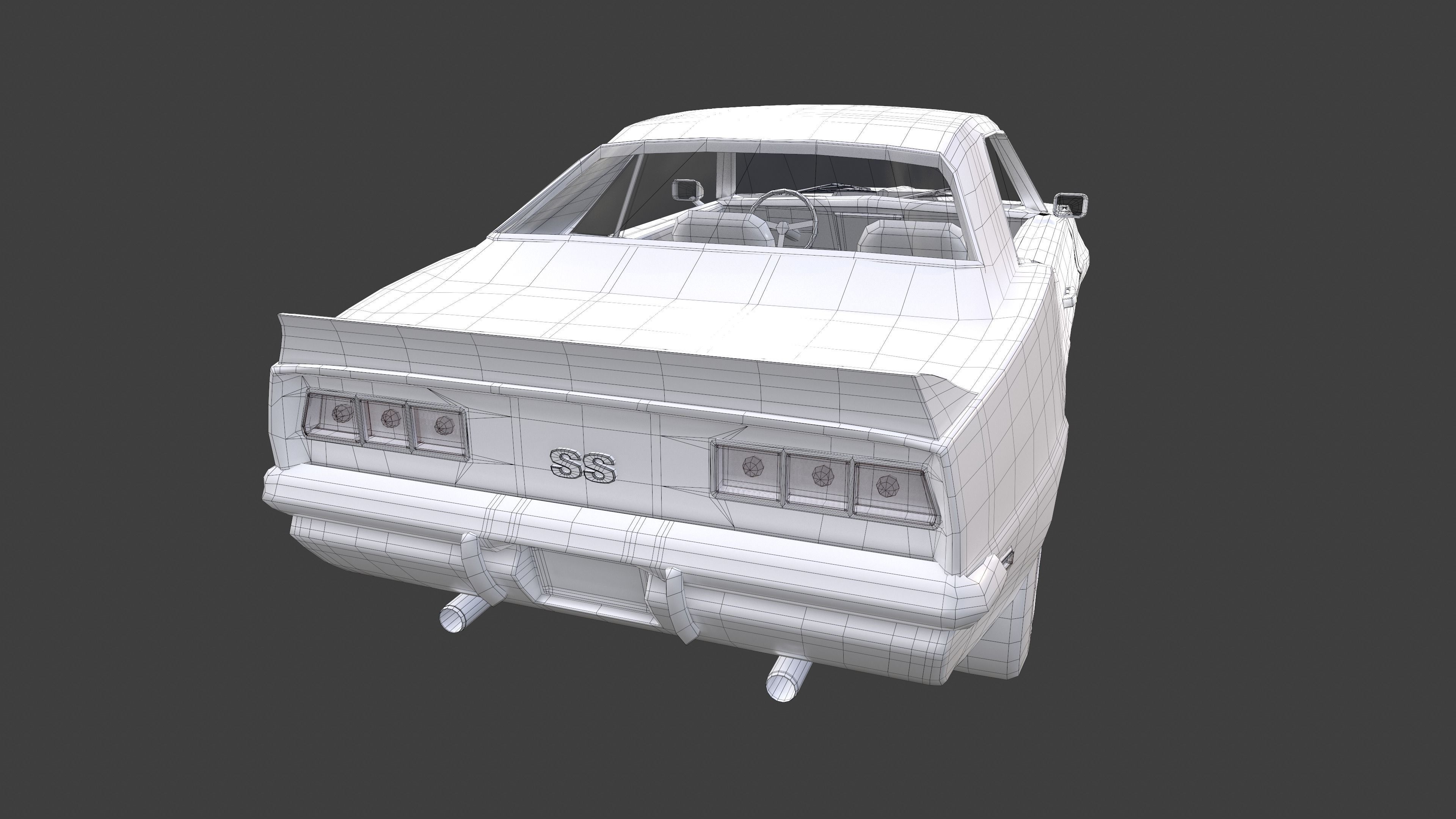 Chevrolet Camaro SS 1969 Low-poly 3D model_11