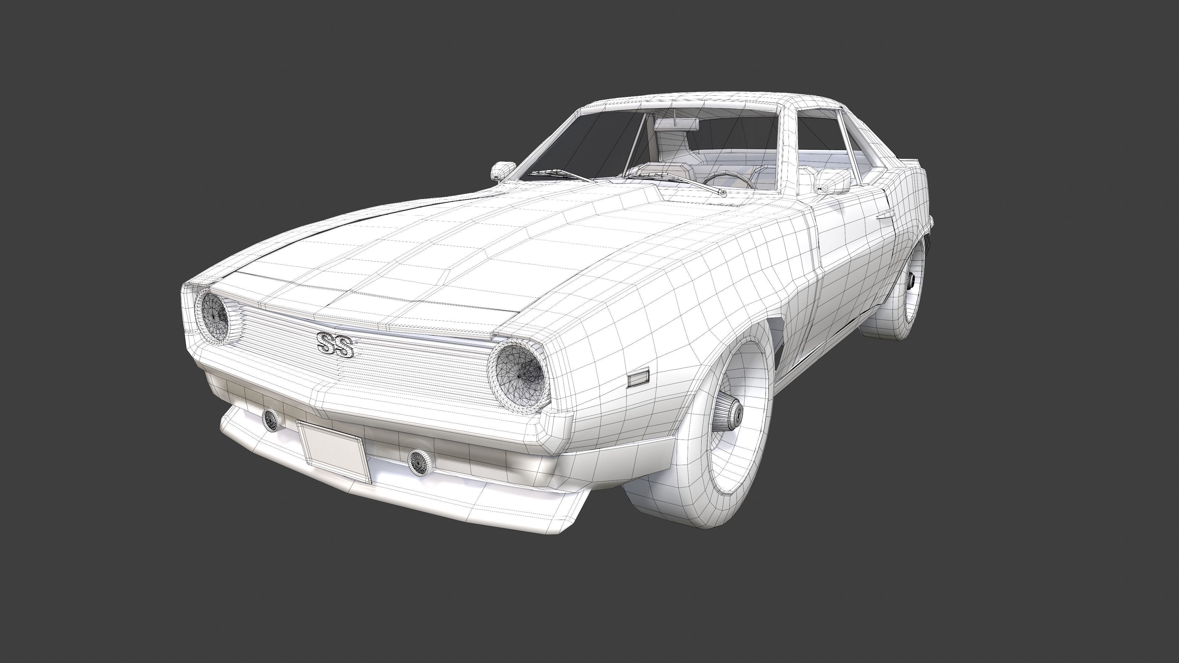 Chevrolet Camaro SS 1969 Low-poly 3D model_9