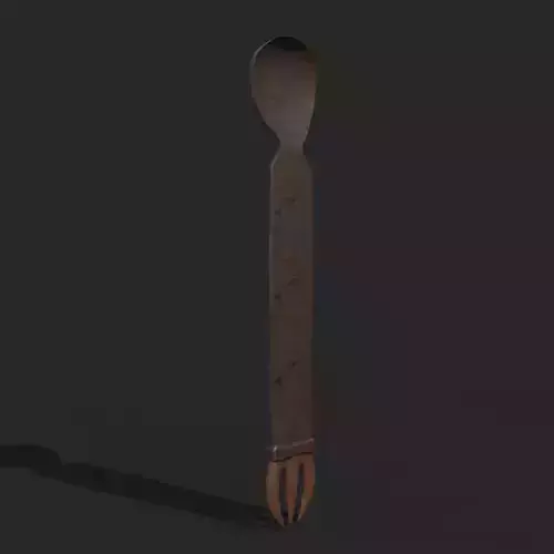 Medieval Spoon Fork Low-poly 3D model