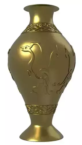 Photorealistic embossment gold vase