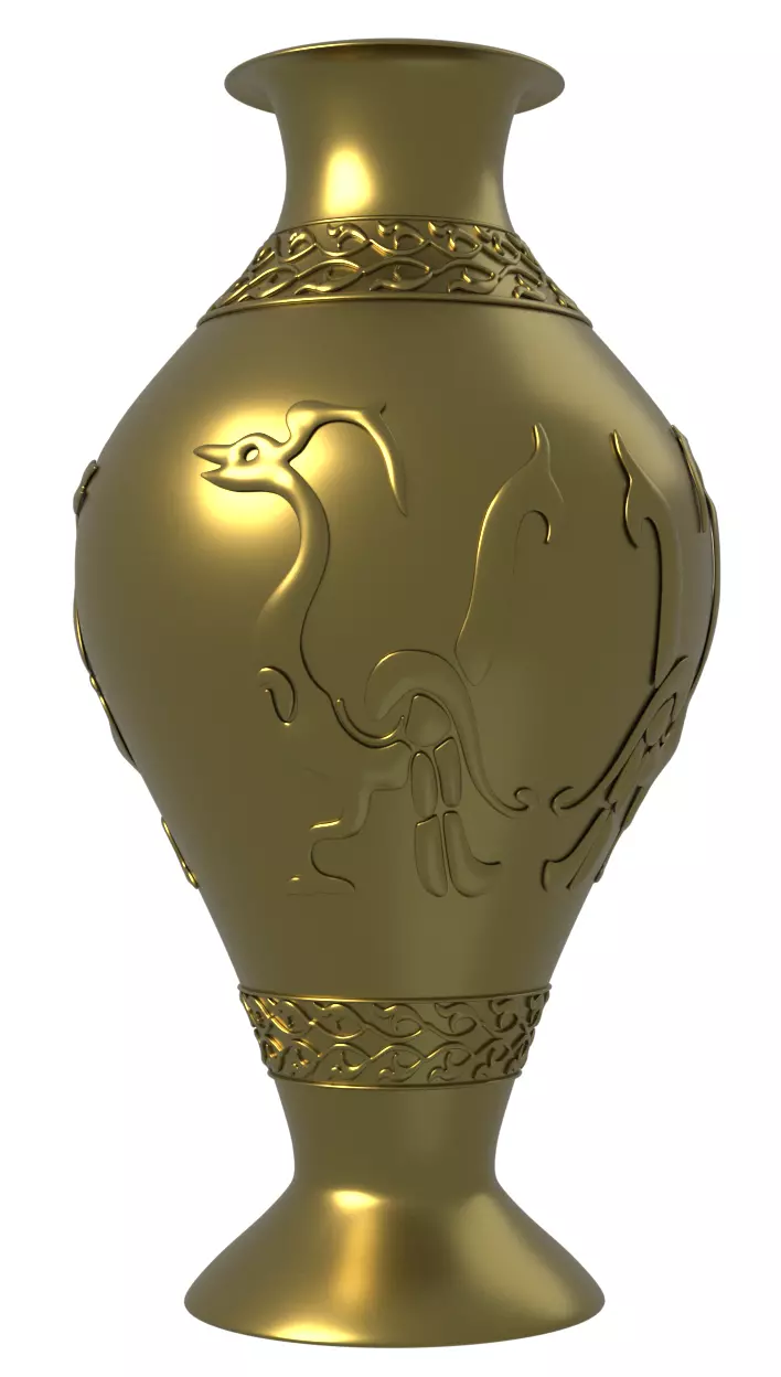 Photorealistic embossment gold vase 3D print model