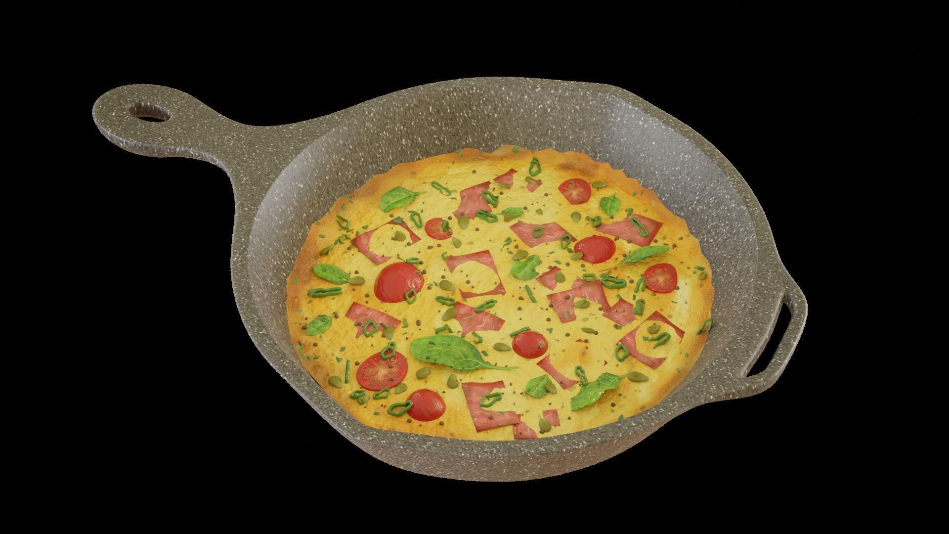 Omlette cartoon food-omlette only 3D model_4