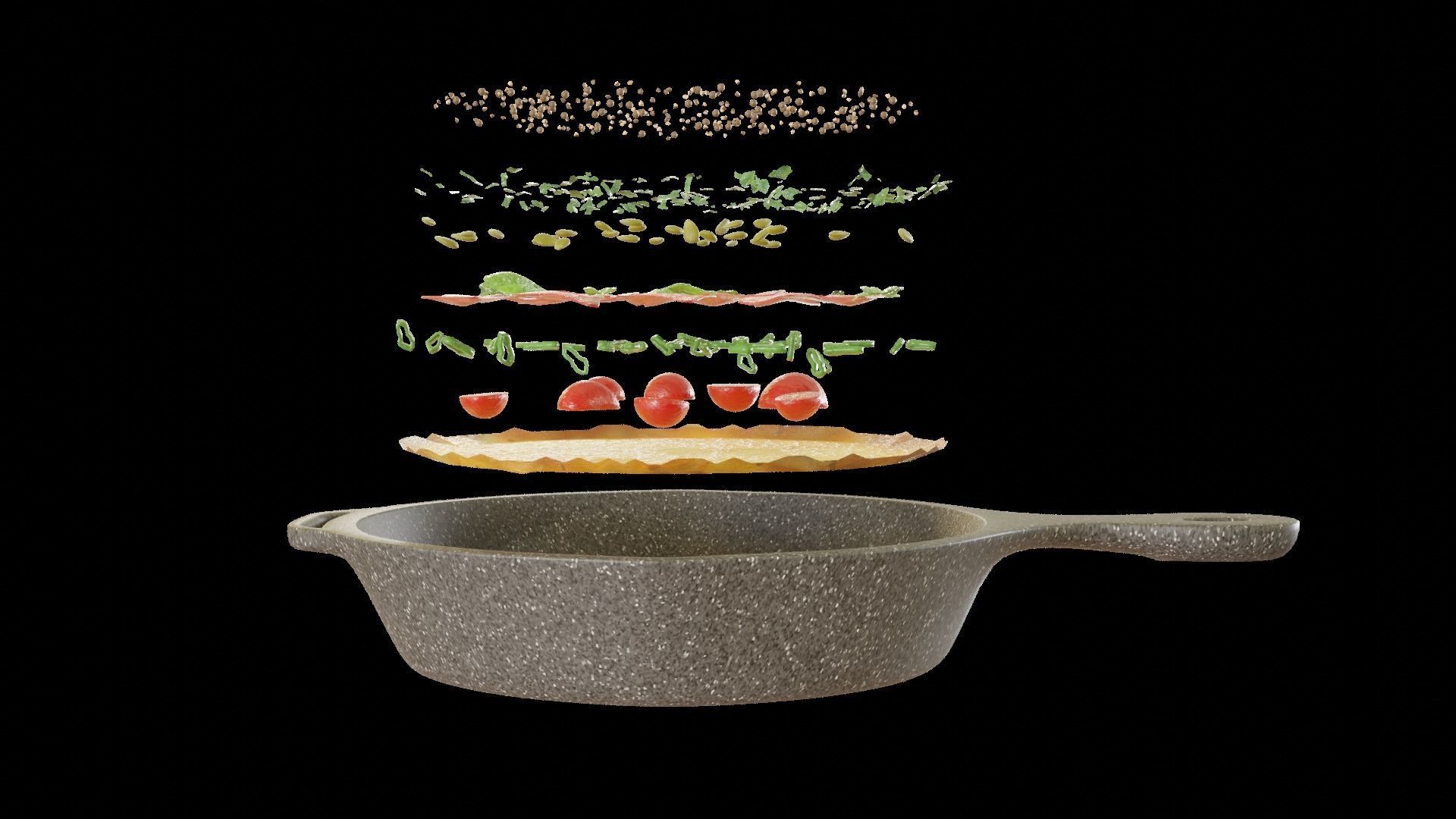 Omlette cartoon food-omlette only 3D model_6