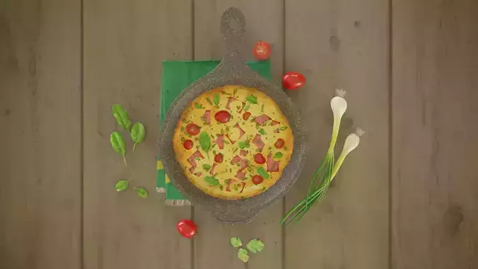 Omlette cartoon food-omlette only 3D model
