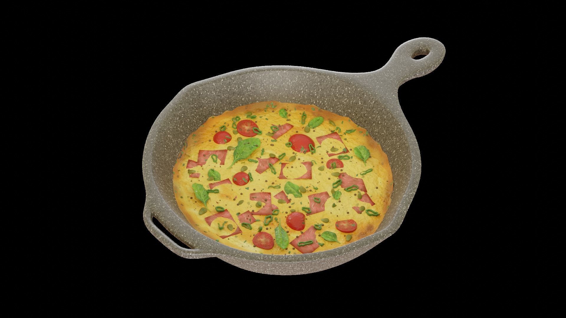 Omlette cartoon food-omlette only 3D model_2