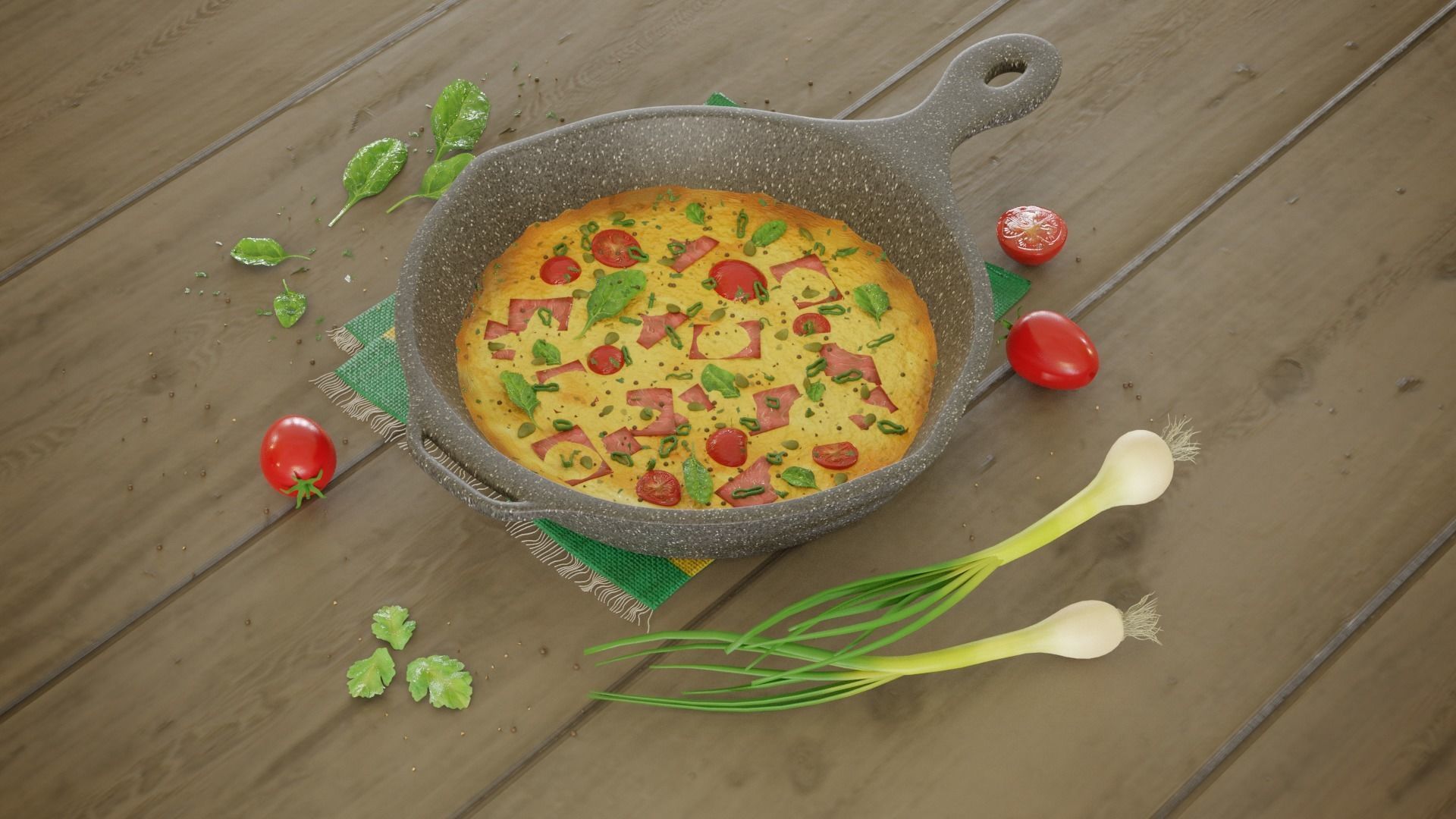 Omlette cartoon food-omlette only 3D model_1