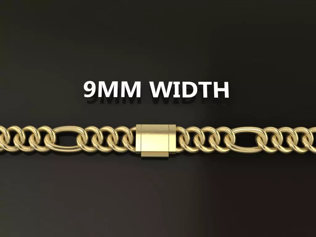 Figaro Cuban Chain Link Rounded Frame 9mm Width 3D print model_0