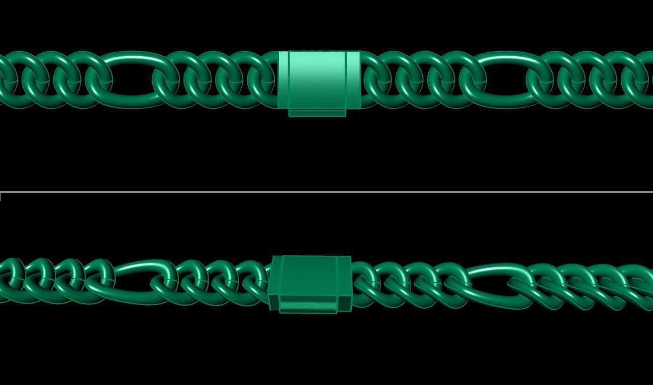 Figaro Cuban Chain Link Rounded Frame 9mm Width 3D print model_14